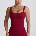 Super Sculpt Seamless Longline Tank Top in Burgundy - Image 9