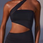 Asymmetric Neckline Ruched Cut Out Maxi Dress in Black - Image 8