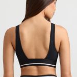 Plunge-Neck Crop Top in Black - Image 2