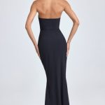 Bandeau Ruffle-Trim Corset Gown in Black - Image 2