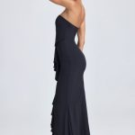 Bandeau Ruffle-Trim Corset Gown in Black - Image 3