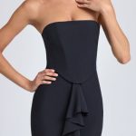 Bandeau Ruffle-Trim Corset Gown in Black - Image 4