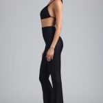 Petite Metallic Ruched Cut-Out Flared Jumpsuit in Black - Image 7