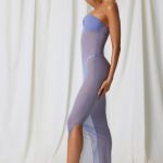 Ruched Bandeau Midi Dress in Lavender Purple - Image 3