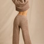 Mid-Rise Wide-Leg Joggers in Brown Marl - Image 2