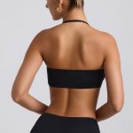 Slinky Jersey Hardware Detail Halterneck Bralette in Black - Image 2