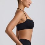 Slinky Jersey Hardware Detail Halterneck Bralette in Black - Image 3