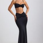 Slinky Jersey Hardware Detail Halterneck Bralette in Black - Image 8
