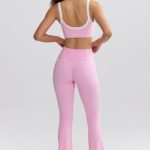 Soft Active Contrast-Trim Flared Trousers in Baby Pink - Image 2