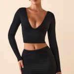 Modal Twist-Front Mid-Rise Mini Skirt in Black