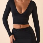 Modal Twist-Front Mid-Rise Mini Skirt in Black - Image 4