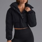 Contour Hooded Cropped Puffer Jacket in Black