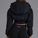 Contour Hooded Cropped Puffer Jacket in Black - Image 2