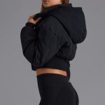 Contour Hooded Cropped Puffer Jacket in Black - Image 3