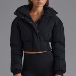 Contour Hooded Cropped Puffer Jacket in Black - Image 8