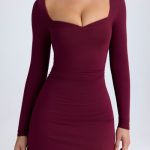 Modal Layered A-Line Mini Dress in Wine Red - Image 2