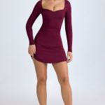 Modal Layered A-Line Mini Dress in Wine Red - Image 5