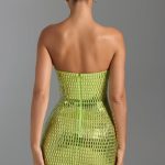 Embellished Bandeau Mini Dress in Pear Green - Image 3