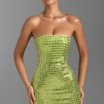 Embellished Bandeau Mini Dress in Pear Green - Image 8