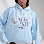 Oversized Hooded Sweatshirt in Baby Blue - Image 4