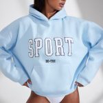Oversized Hooded Sweatshirt in Baby Blue - Image 6