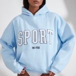 Oversized Hooded Sweatshirt in Baby Blue - Image 8