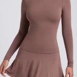 Modal Ruched Crew-Neck Mini Dress in Taupe - Image 4