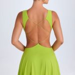 Plunge Cut-Out Mini Dress in Lime Green - Image 8