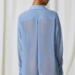 Pearl-Detail Oversized Shirt in Sky Blue - Image 2