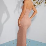 Embellished Bandeau Cowl Neck Maxi Dress in Beige - Image 2