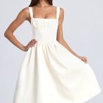 Draped Corset Midaxi Dress in Ivory