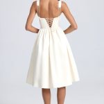 Draped Corset Midaxi Dress in Ivory - Image 2