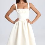 Draped Corset Midaxi Dress in Ivory - Image 5