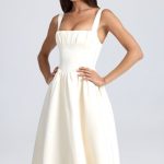Draped Corset Midaxi Dress in Ivory - Image 6