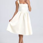 Draped Corset Midaxi Dress in Ivory - Image 7