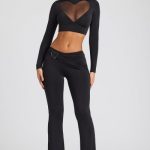 Tall Draped Detail Straight Leg Trousers in Black