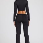 Tall Draped Detail Straight Leg Trousers in Black - Image 2