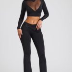 Tall Draped Detail Straight Leg Trousers in Black - Image 5