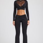 Tall Draped Detail Straight Leg Trousers in Black - Image 6