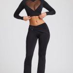 Tall Draped Detail Straight Leg Trousers in Black - Image 7