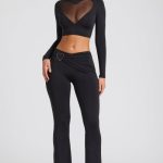 Tall Draped Detail Straight Leg Trousers in Black - Image 8