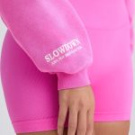Zip-Up Cropped Hoodie in Sugar Pink - Image 6