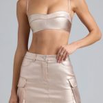 Metallic Denim Cropped Bralette in Champagne - Image 5