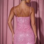 Embellished Sweetheart-Neck Mini Dress in Pink - Image 2