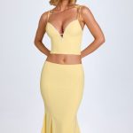 Lace-Trim Mid-Rise Midaxi Skirt in Pastel Yellow - Image 6