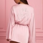 Embellished Wrap-Over Robe in Baby Pink - Image 2
