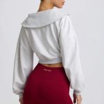 Quarter-Zip Cropped Sweatshirt in Grey Marl - Image 3