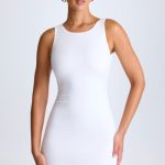 Draped Open-Back Mini Dress in White