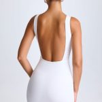 Draped Open-Back Mini Dress in White - Image 4