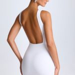 Draped Open-Back Mini Dress in White - Image 7